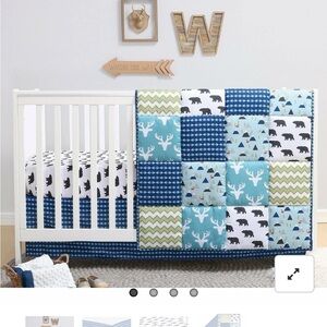 Charming Patchwork Crib Quilt in Blue and White